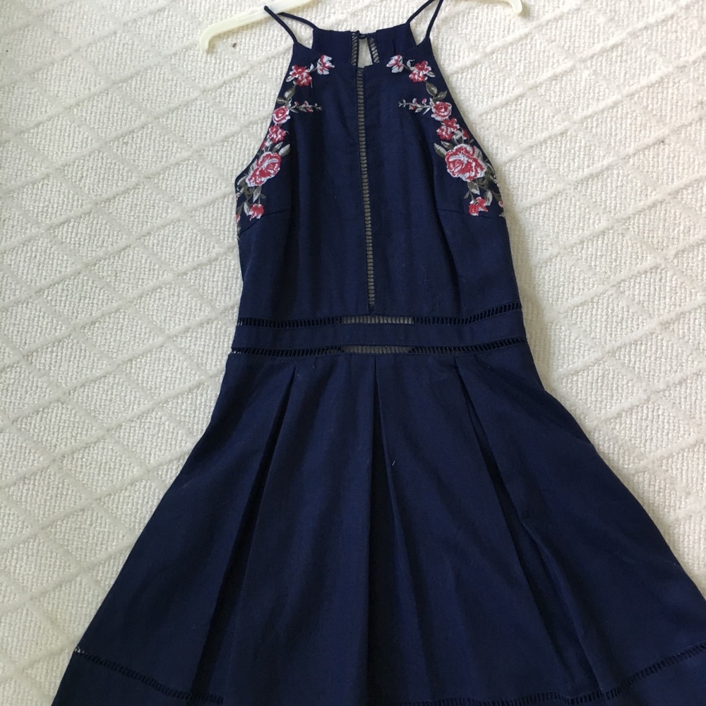 Blue fit and flare dress